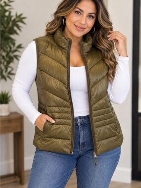 Vero Moda Olive Quilted Puffer Vest